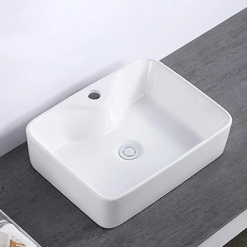 Modern Bathroom Sink Single Tap Hole Porcelain Rectangular Vessel Bathroom Sink -Bathlova