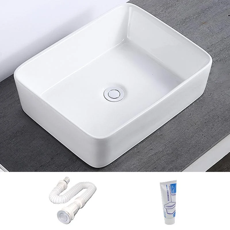 Modern Bathroom Sink Single Tap Hole Porcelain Rectangular Vessel Bathroom Sink -Bathlova