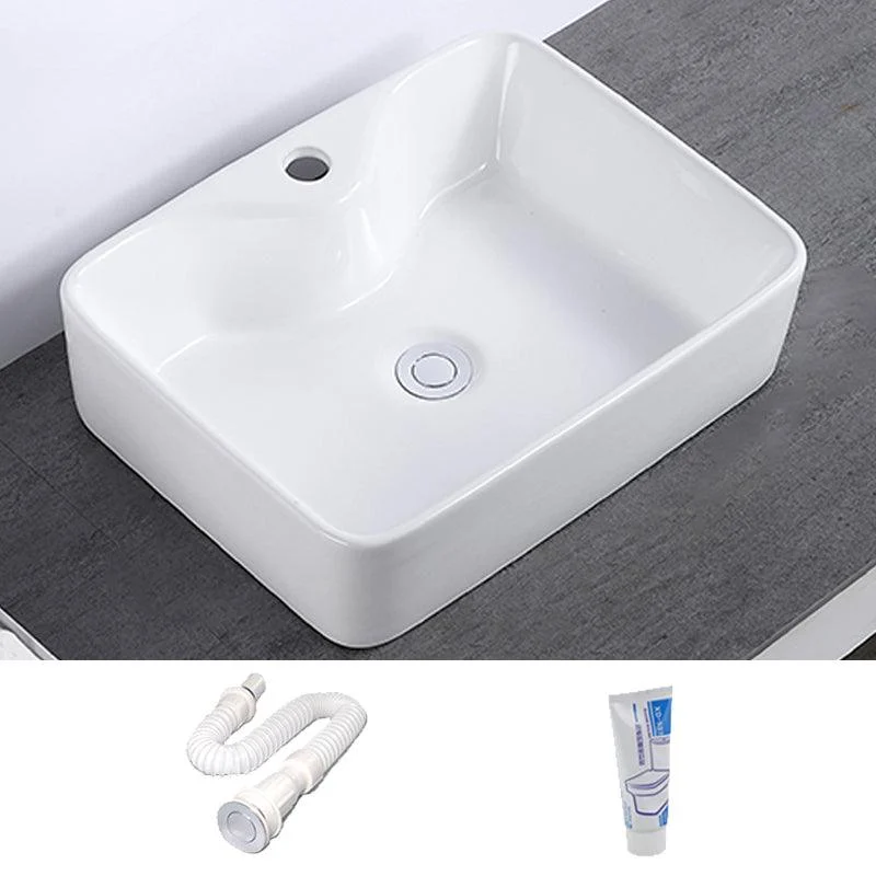 Modern Bathroom Sink Single Tap Hole Porcelain Rectangular Vessel Bathroom Sink -Bathlova