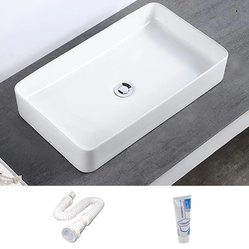 Modern Bathroom Sink Single Tap Hole Porcelain Rectangular Vessel Bathroom Sink -Bathlova