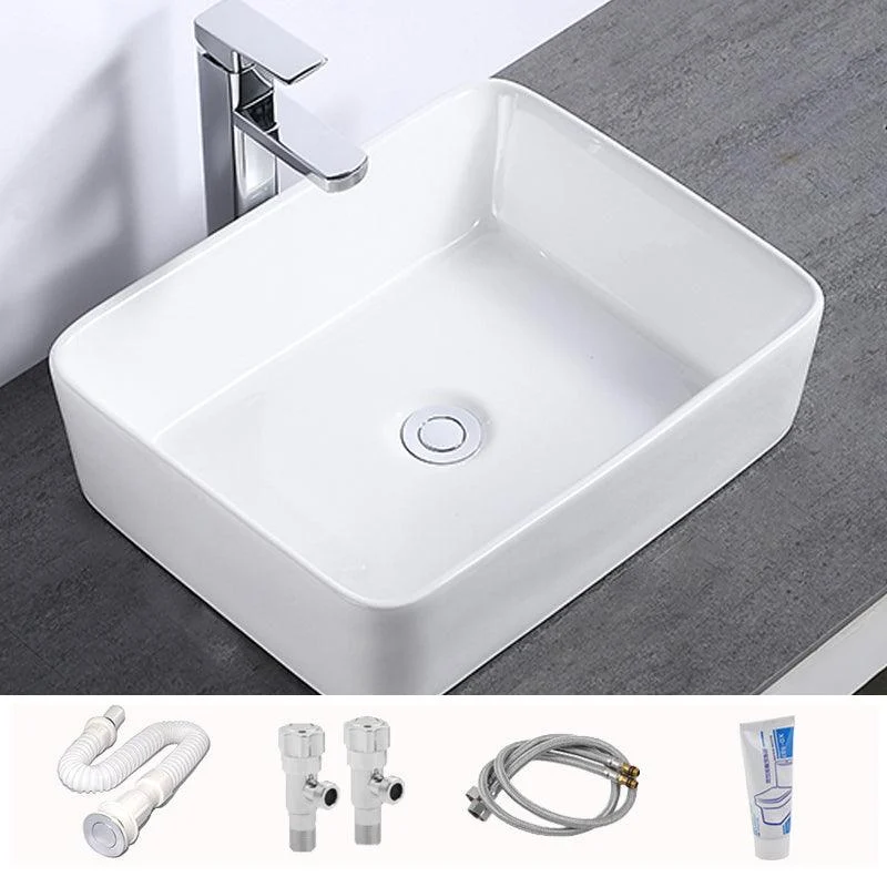 Modern Bathroom Sink Single Tap Hole Porcelain Rectangular Vessel Bathroom Sink -Bathlova