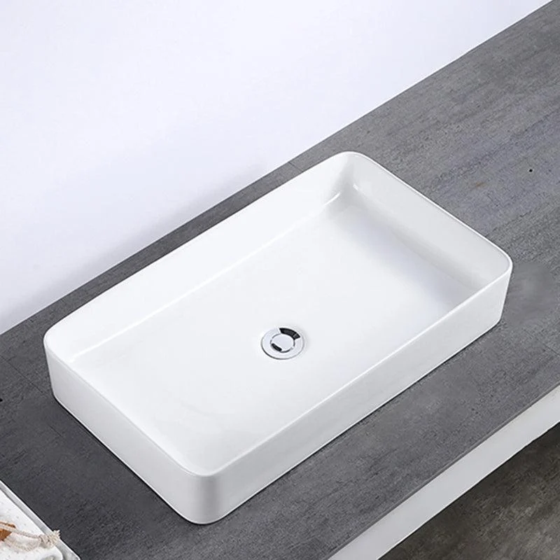 Modern Bathroom Sink Single Tap Hole Porcelain Rectangular Vessel Bathroom Sink -Bathlova