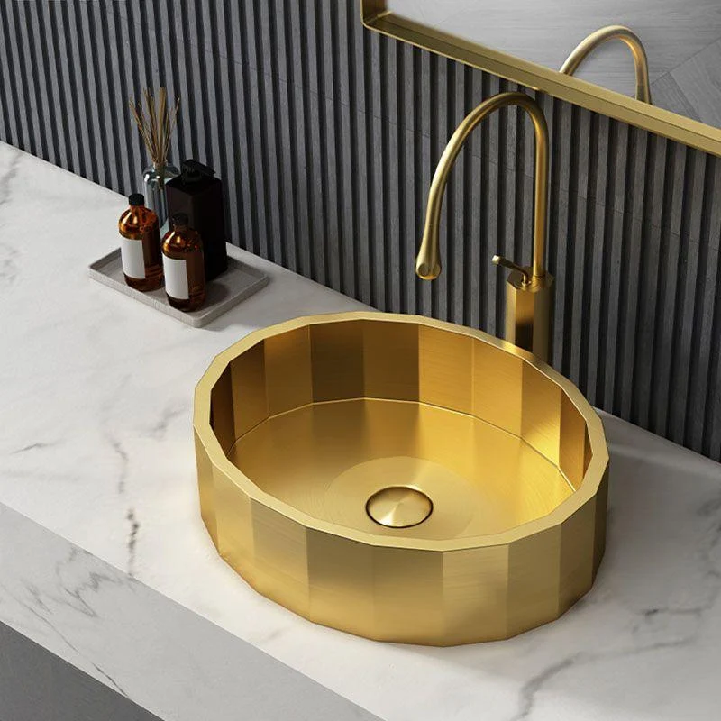 Modern Bathroom Sink Solid Color Metal Trough Bathroom Sink with Pop-Up Drain -Bathlova