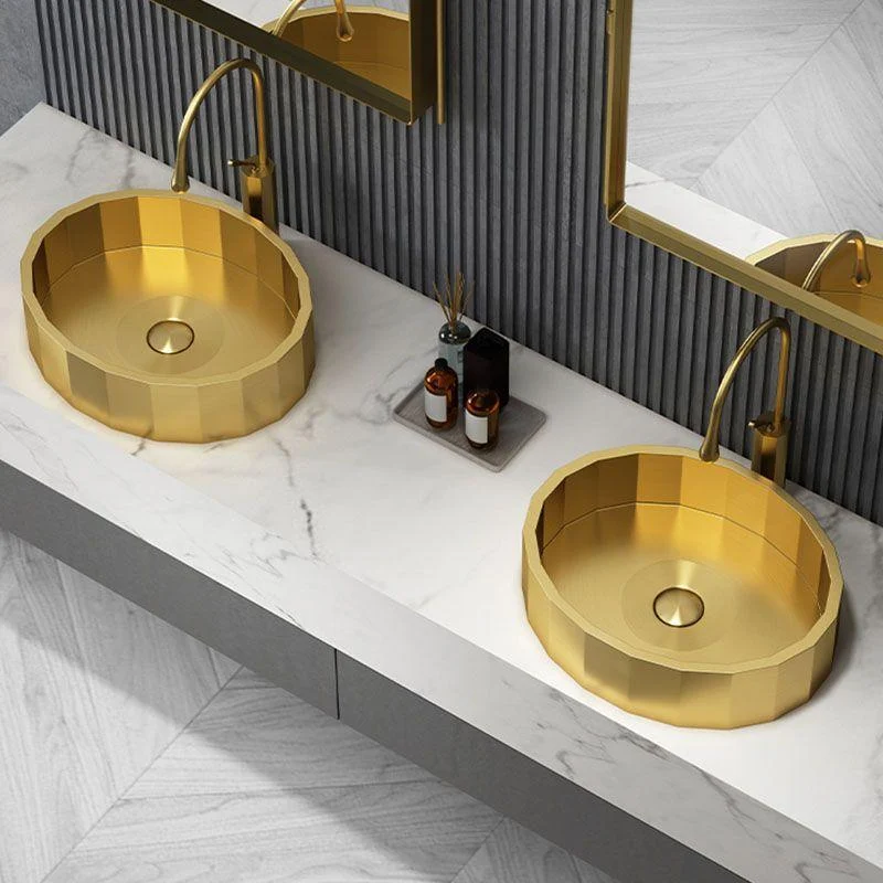 Modern Bathroom Sink Solid Color Metal Trough Bathroom Sink with Pop-Up Drain -Bathlova