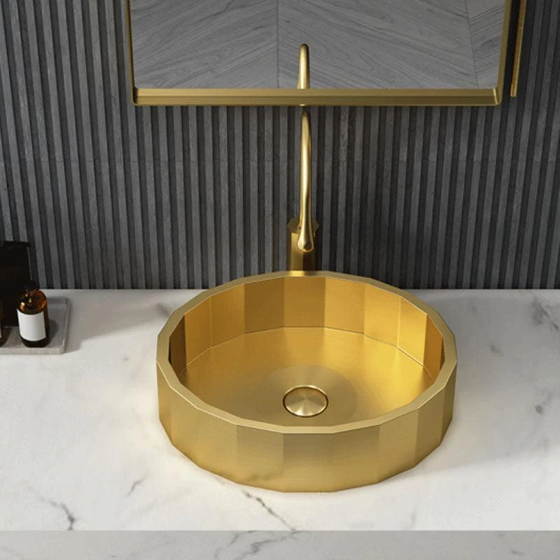 Modern Bathroom Sink Solid Color Metal Trough Bathroom Sink with Pop-Up Drain -Bathlova