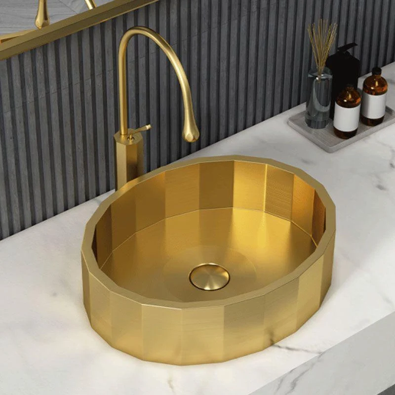 Modern Bathroom Sink Solid Color Metal Trough Bathroom Sink with Pop-Up Drain -Bathlova