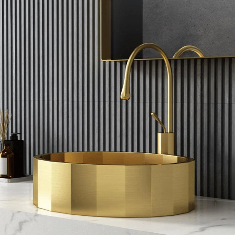 Modern Bathroom Sink Solid Color Metal Trough Bathroom Sink with Pop-Up Drain -Bathlova