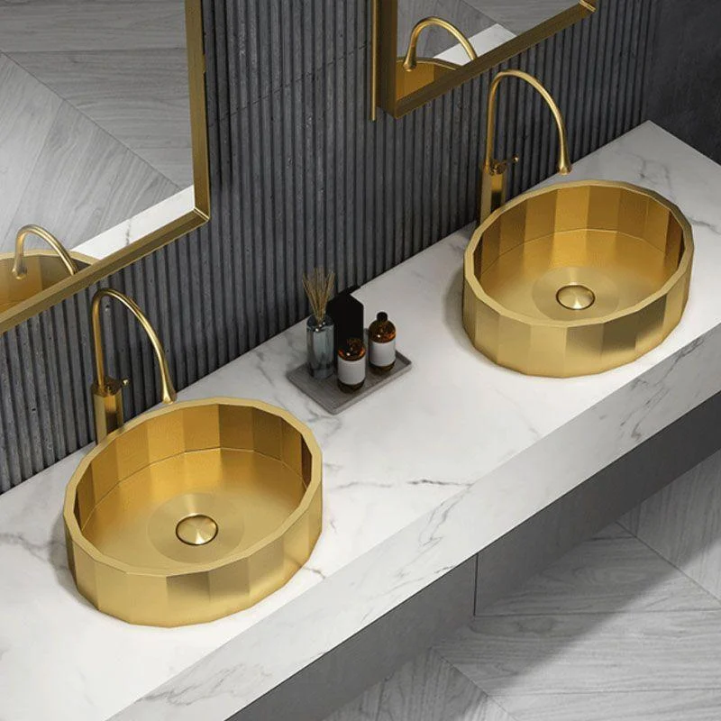 Modern Bathroom Sink Solid Color Metal Trough Bathroom Sink with Pop-Up Drain -Bathlova