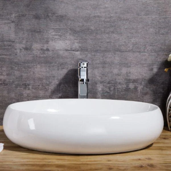 Modern Bathroom Sink Solid Color Porcelain Vessel Bathroom Sink -Bathlova