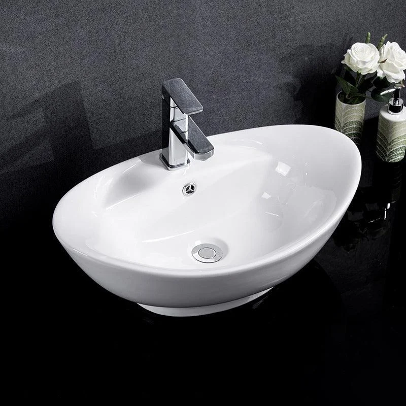 Modern Bathroom Sink Solid Color Porcelain Vessel Bathroom Sink -Bathlova