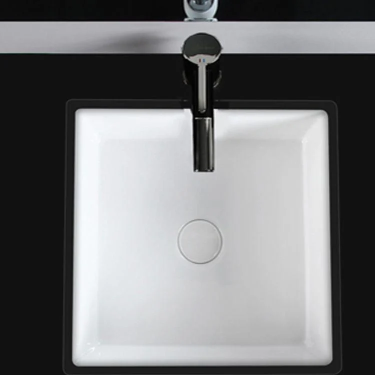 Modern Bathroom Sink Square Ceramic 1-Hole Overflow Sink with Tap -Bathlova