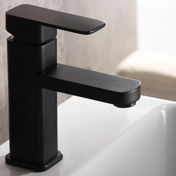 Modern Bathroom Sink Square Ceramic 1-Hole Overflow Sink with Tap -Bathlova