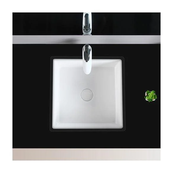 Modern Bathroom Sink Square Ceramic 1-Hole Overflow Sink with Tap -Bathlova