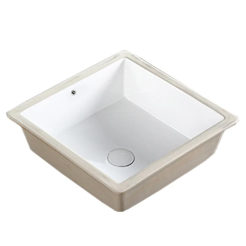 Modern Bathroom Sink Square Ceramic 1-Hole Overflow Sink with Tap -Bathlova