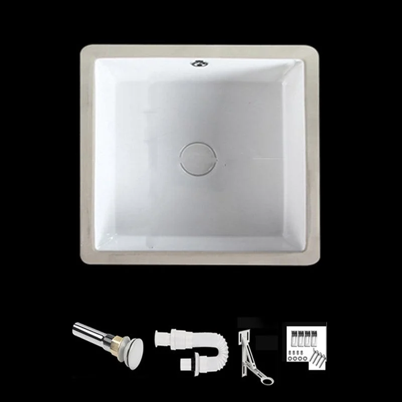 Modern Bathroom Sink Square Ceramic 1-Hole Overflow Sink with Tap -Bathlova