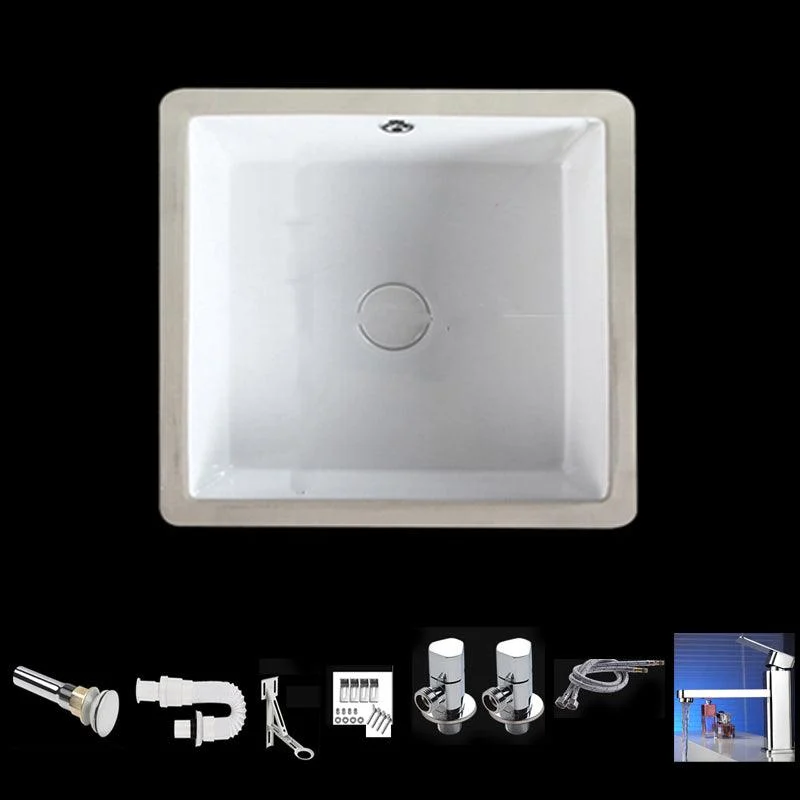 Modern Bathroom Sink Square Ceramic 1-Hole Overflow Sink with Tap -Bathlova