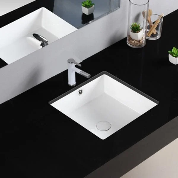 Modern Bathroom Sink Square Ceramic 1-Hole Overflow Sink with Tap -Bathlova