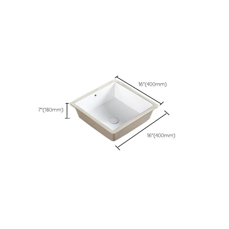 Modern Bathroom Sink Square Ceramic 1-Hole Overflow Sink with Tap -Bathlova