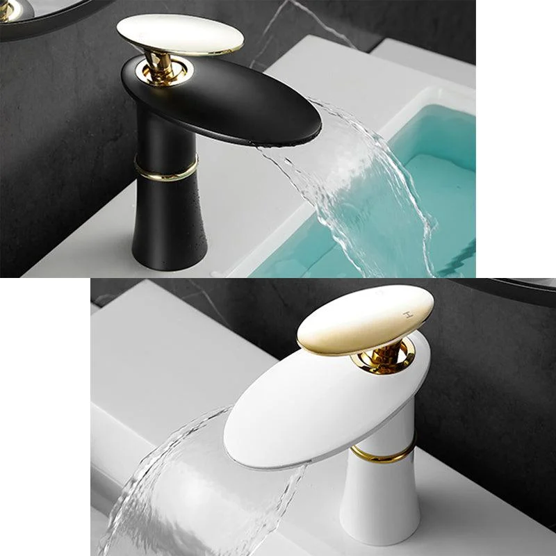 Modern Bathroom Sink Tap Lever Handle Waterfall Spout Sink Tap -Bathlova