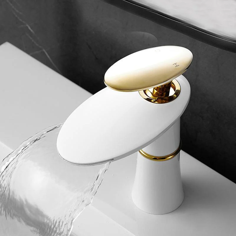 Modern Bathroom Sink Tap Lever Handle Waterfall Spout Sink Tap -Bathlova