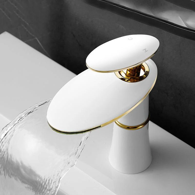 Modern Bathroom Sink Tap Lever Handle Waterfall Spout Sink Tap -Bathlova