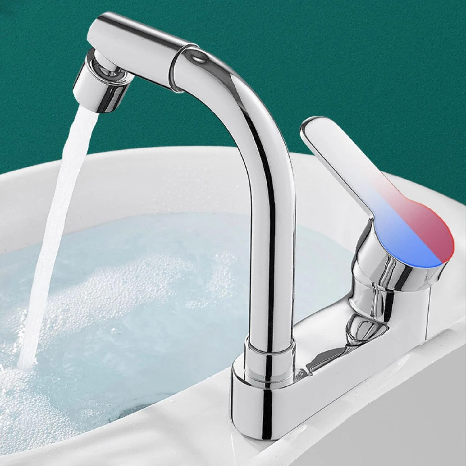 Modern Bathroom Sink Tap Swivel Spout 2 Hole Taps Sink Tap -Bathlova