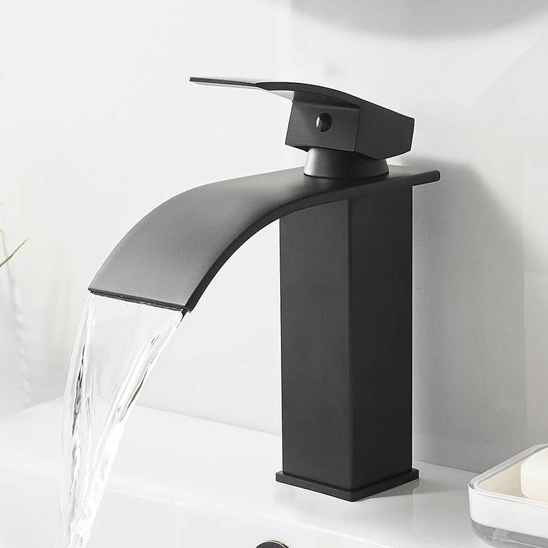 Modern Bathroom Sink Tap Waterfall Spout Lever Handle Brass Sink Tap -Bathlova