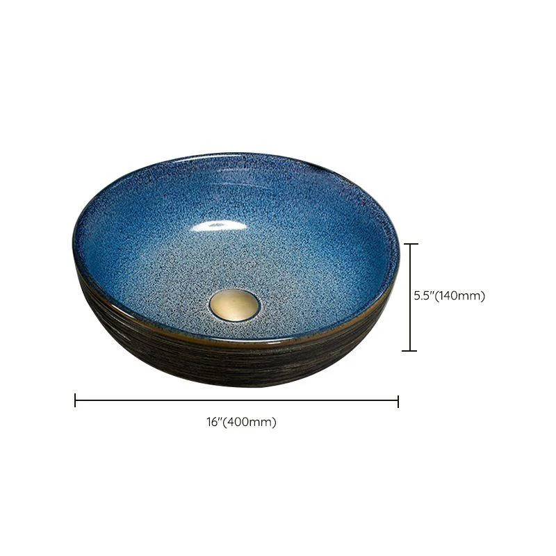 Modern Bathroom Sink Vitreous China Hand Painted Oval Vessel Lavatory Sink -Bathlova