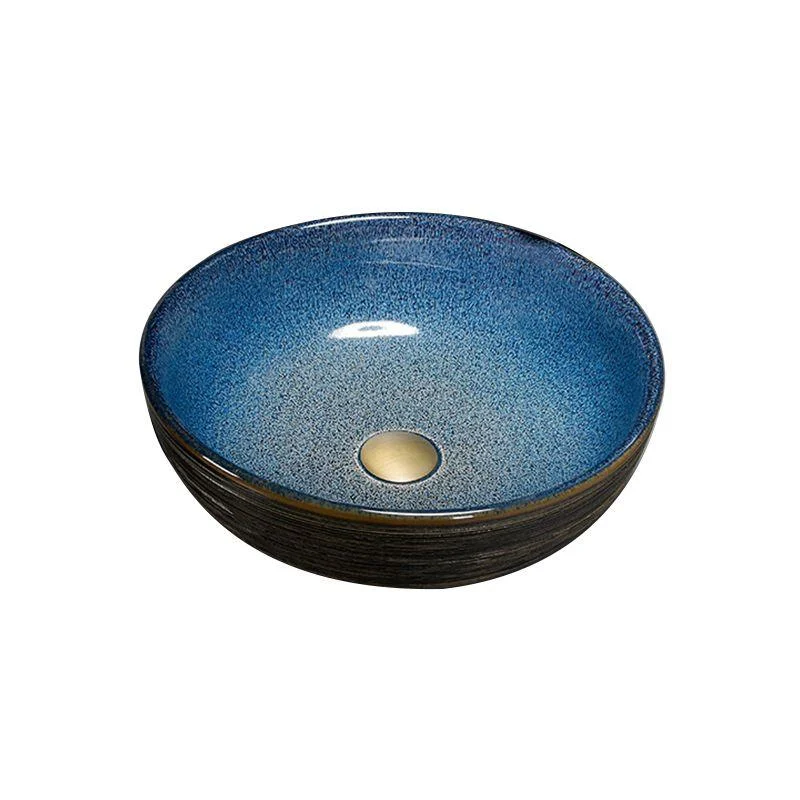 Modern Bathroom Sink Vitreous China Hand Painted Oval Vessel Lavatory Sink -Bathlova