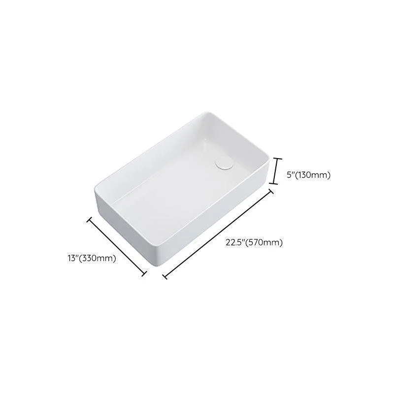 Modern Bathroom Sink White Ceramic Rectangular Bathroom Vessel Sink -Bathlova