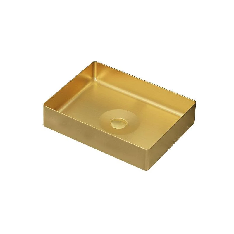 Modern Bathroom Sink with Pop-Up Drain Metal Rectangular Vessel Bathroom Sink -Bathlova