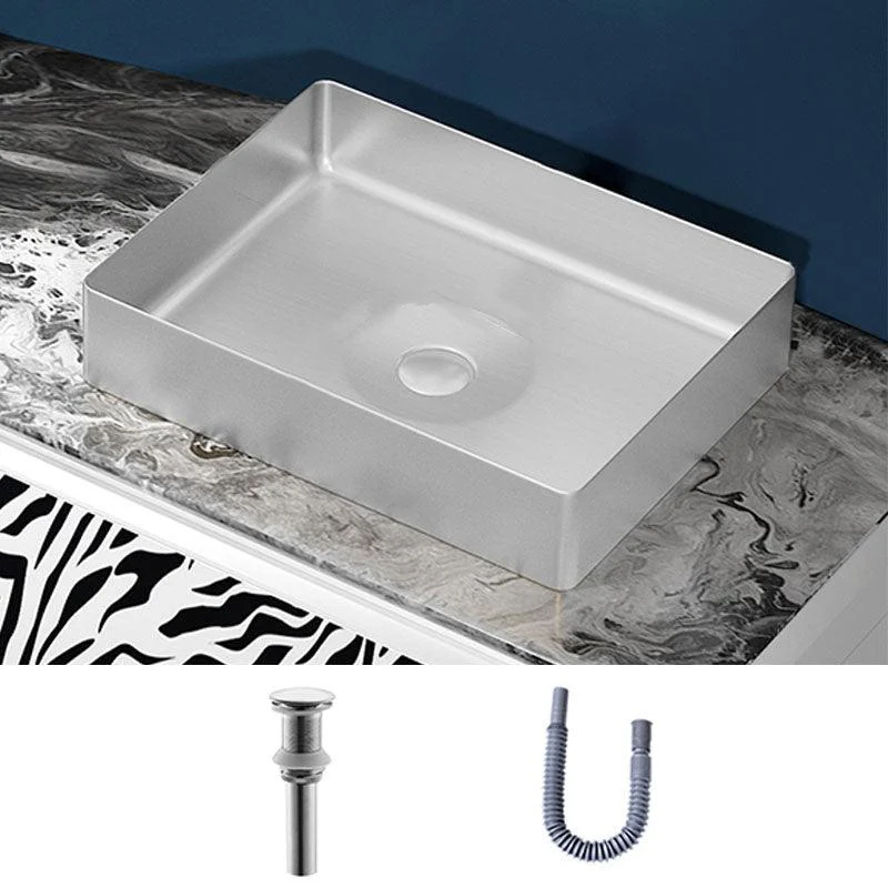 Modern Bathroom Sink with Pop-Up Drain Metal Rectangular Vessel Bathroom Sink -Bathlova