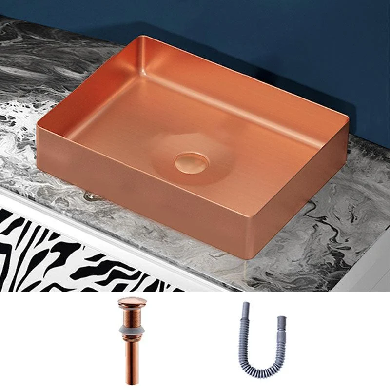 Modern Bathroom Sink with Pop-Up Drain Metal Rectangular Vessel Bathroom Sink -Bathlova