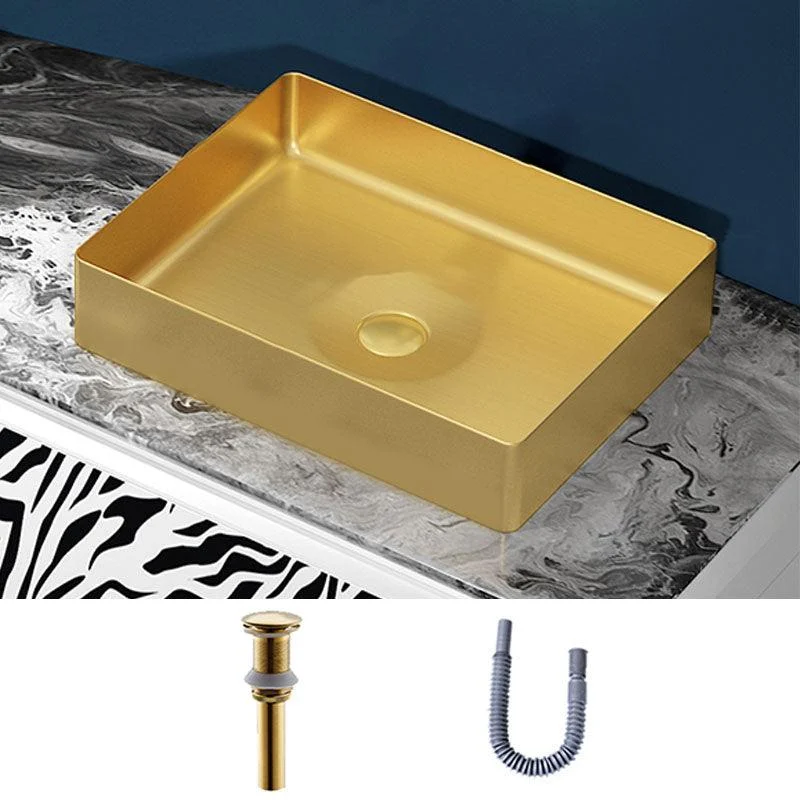 Modern Bathroom Sink with Pop-Up Drain Metal Rectangular Vessel Bathroom Sink -Bathlova