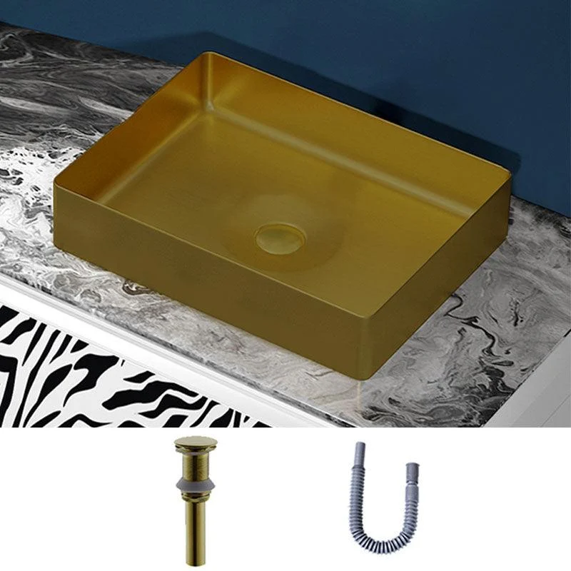 Modern Bathroom Sink with Pop-Up Drain Metal Rectangular Vessel Bathroom Sink -Bathlova