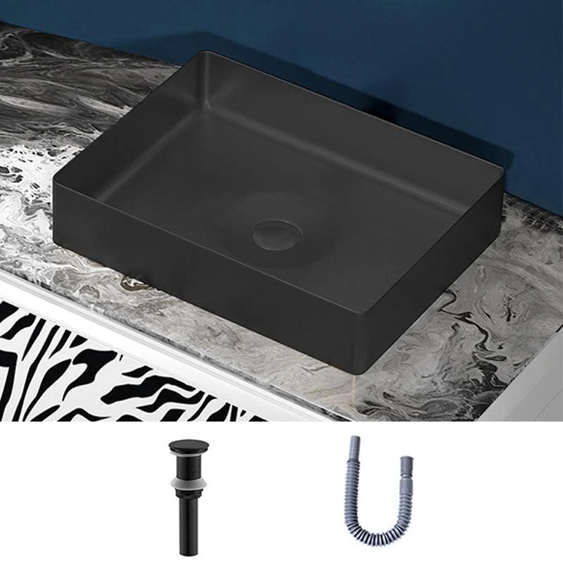 Modern Bathroom Sink with Pop-Up Drain Metal Rectangular Vessel Bathroom Sink -Bathlova