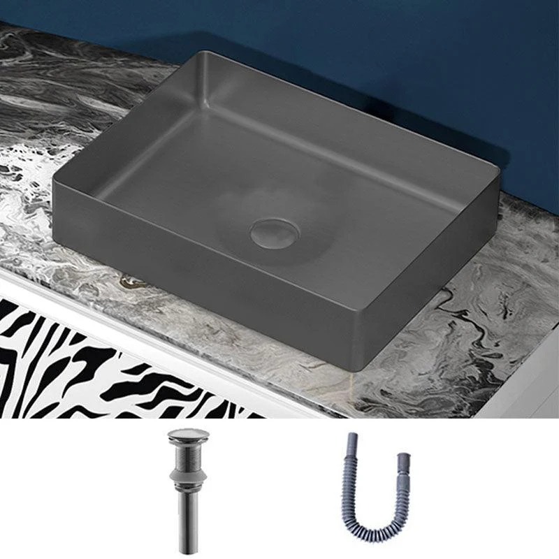 Modern Bathroom Sink with Pop-Up Drain Metal Rectangular Vessel Bathroom Sink -Bathlova