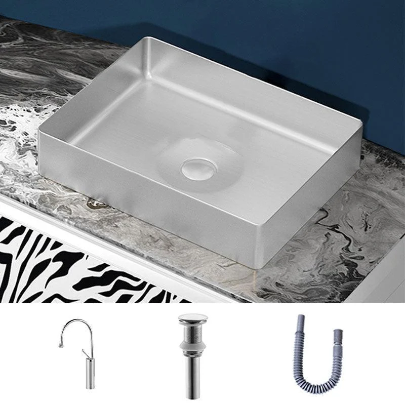 Modern Bathroom Sink with Pop-Up Drain Metal Rectangular Vessel Bathroom Sink -Bathlova