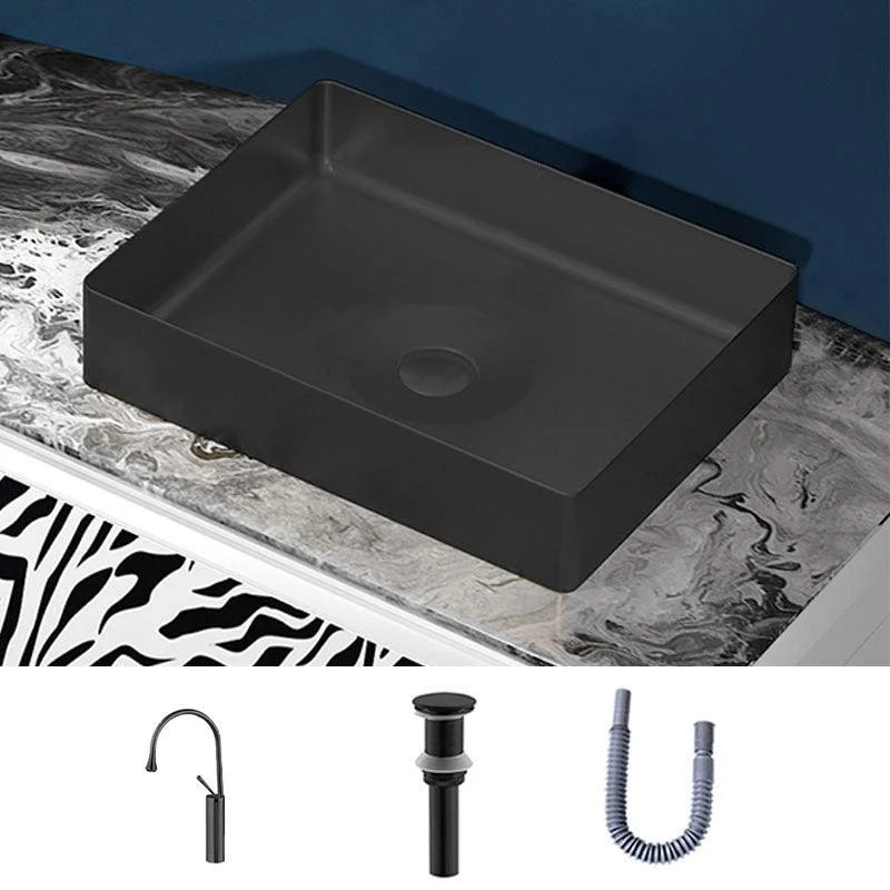 Modern Bathroom Sink with Pop-Up Drain Metal Rectangular Vessel Bathroom Sink -Bathlova