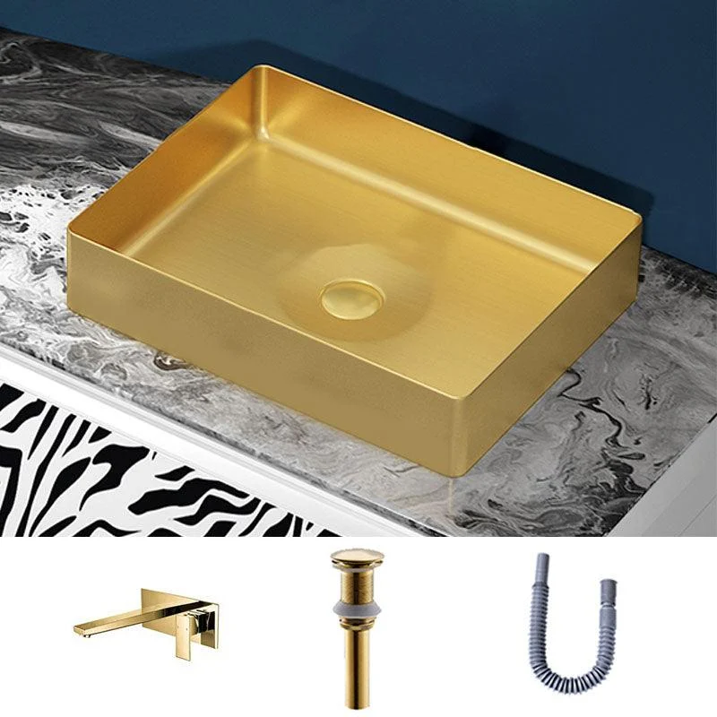 Modern Bathroom Sink with Pop-Up Drain Metal Rectangular Vessel Bathroom Sink -Bathlova