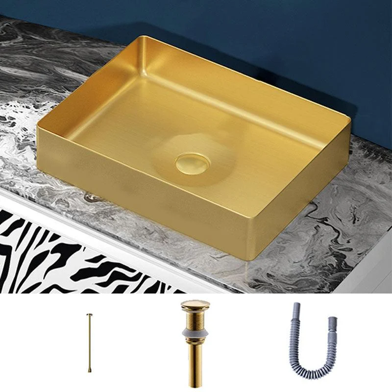 Modern Bathroom Sink with Pop-Up Drain Metal Rectangular Vessel Bathroom Sink -Bathlova