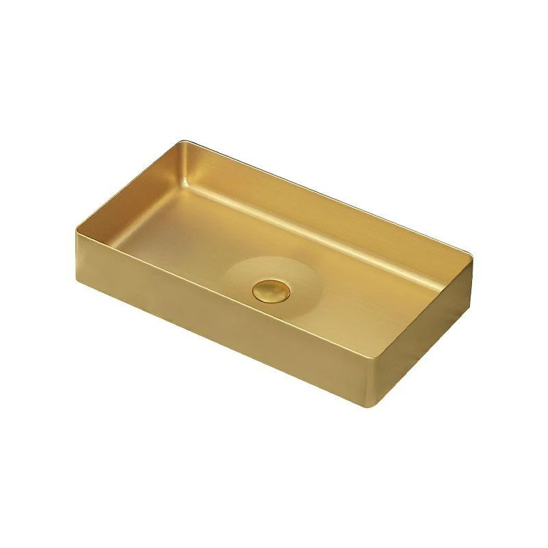 Modern Bathroom Sink with Pop-Up Drain Rectangular Metal Vessel Bathroom Sink -Bathlova