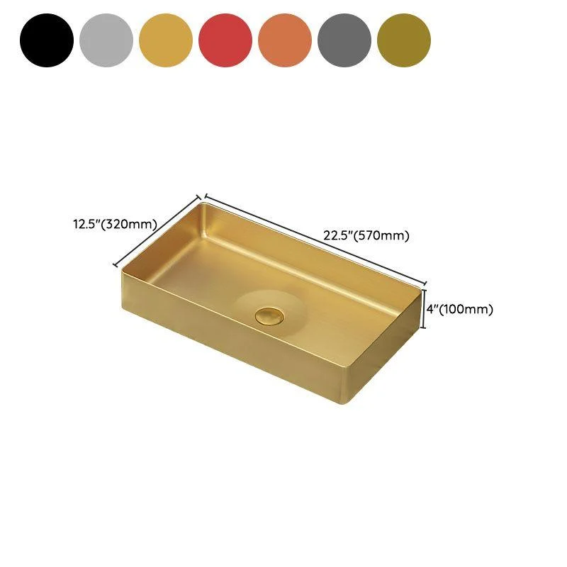 Modern Bathroom Sink with Pop-Up Drain Rectangular Metal Vessel Bathroom Sink -Bathlova