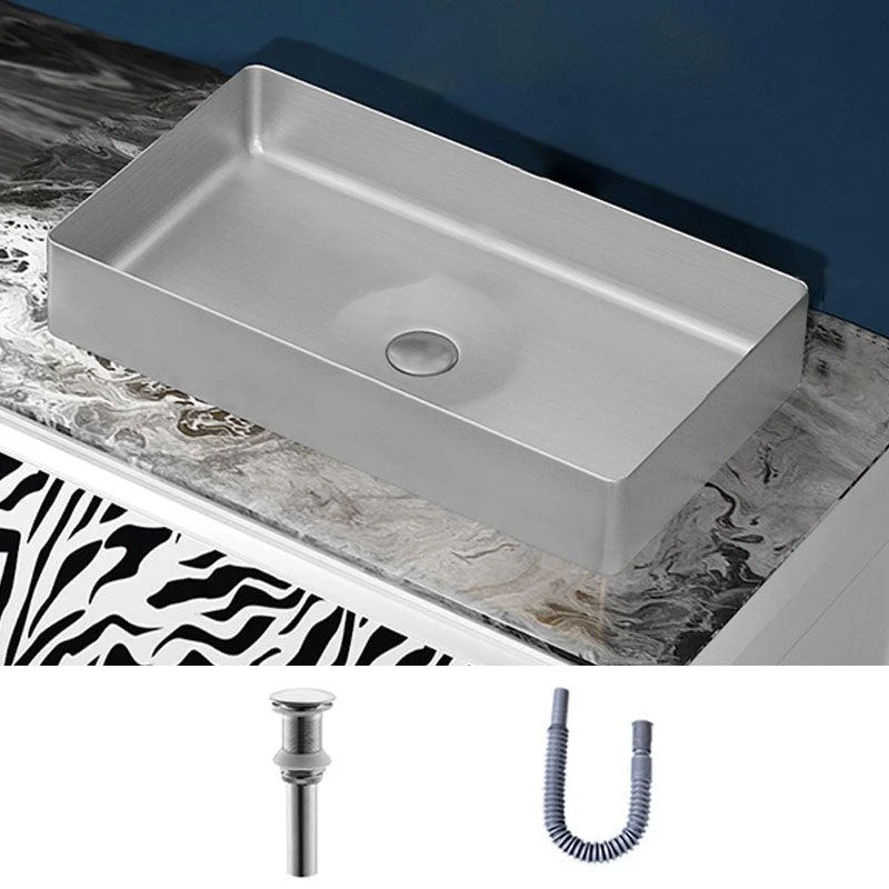 Modern Bathroom Sink with Pop-Up Drain Rectangular Metal Vessel Bathroom Sink -Bathlova