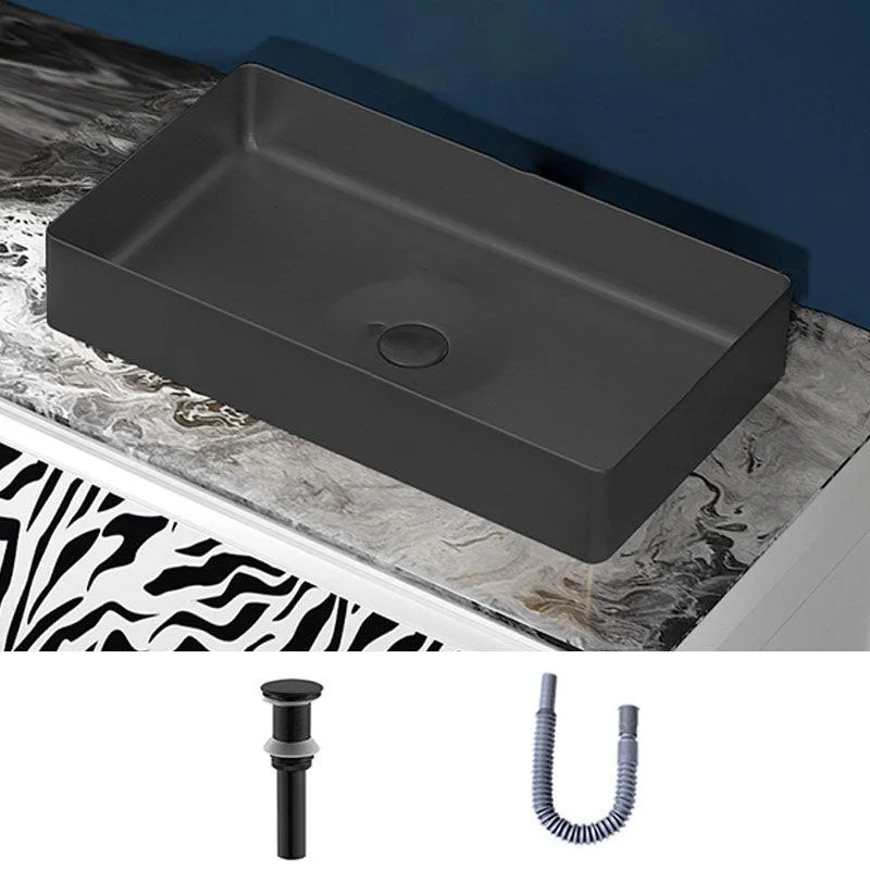 Modern Bathroom Sink with Pop-Up Drain Rectangular Metal Vessel Bathroom Sink -Bathlova