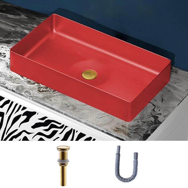 Modern Bathroom Sink with Pop-Up Drain Rectangular Metal Vessel Bathroom Sink -Bathlova