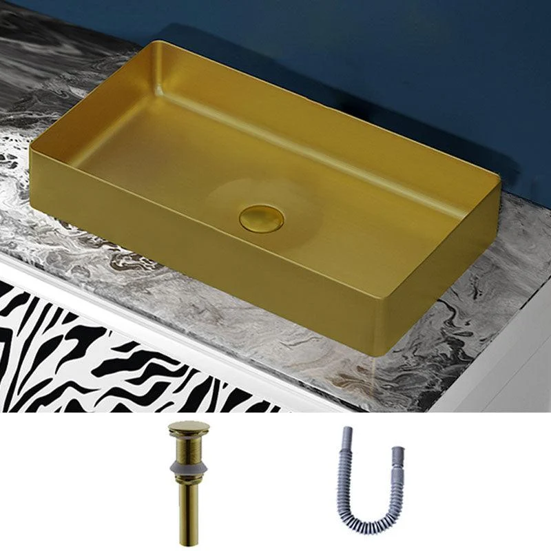 Modern Bathroom Sink with Pop-Up Drain Rectangular Metal Vessel Bathroom Sink -Bathlova