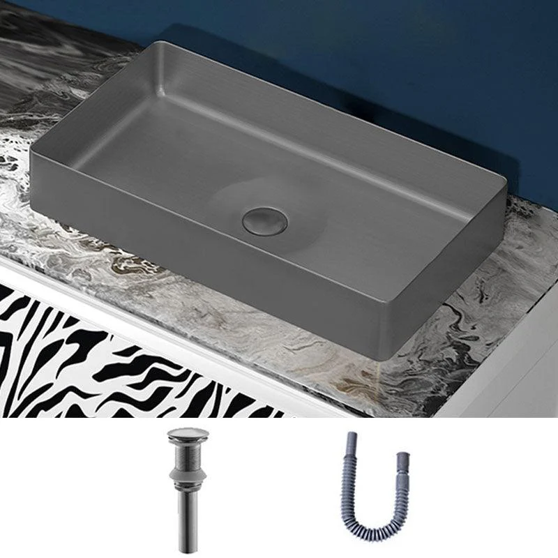 Modern Bathroom Sink with Pop-Up Drain Rectangular Metal Vessel Bathroom Sink -Bathlova