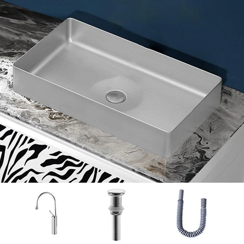 Modern Bathroom Sink with Pop-Up Drain Rectangular Metal Vessel Bathroom Sink -Bathlova