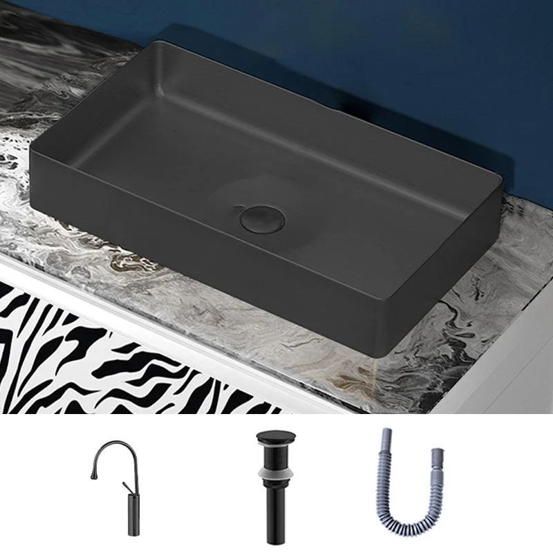 Modern Bathroom Sink with Pop-Up Drain Rectangular Metal Vessel Bathroom Sink -Bathlova